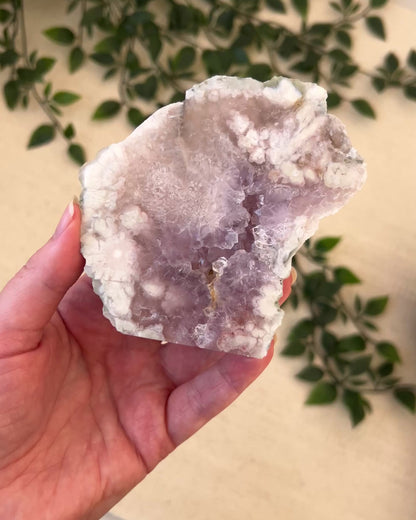 Pink Amethyst Polished Slab | Pink Amethyst + Flower Agate Slice