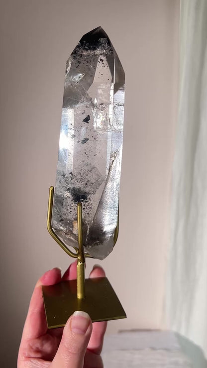 XL Black Phantom Lemurian Quartz Point | Black Lemurian Seed Crystal