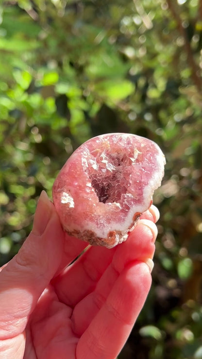 Raspberry Pink Amethyst Geode | Polished Pink Amethyst Crystal Specimen 12