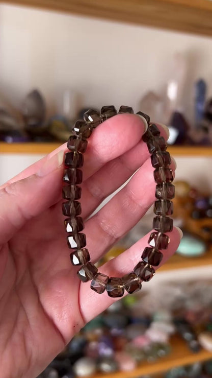 Faceted Smokey Quartz Bracelet | Quartz Crystal Bracelet