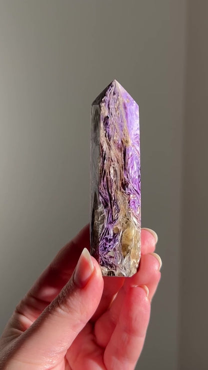 High Grade Charoite Point | Purple Charoite Crystal Tower