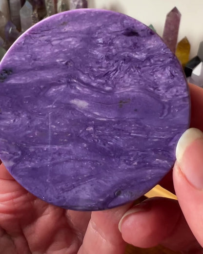 Purple Charoite Disc | Polished Charoite Crystal