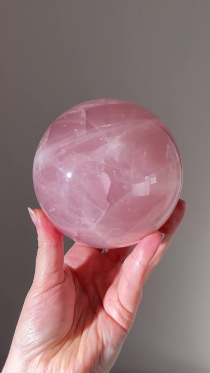 Large Star Rose Quartz Sphere | Pink Rose Quartz Crystal Sphere
