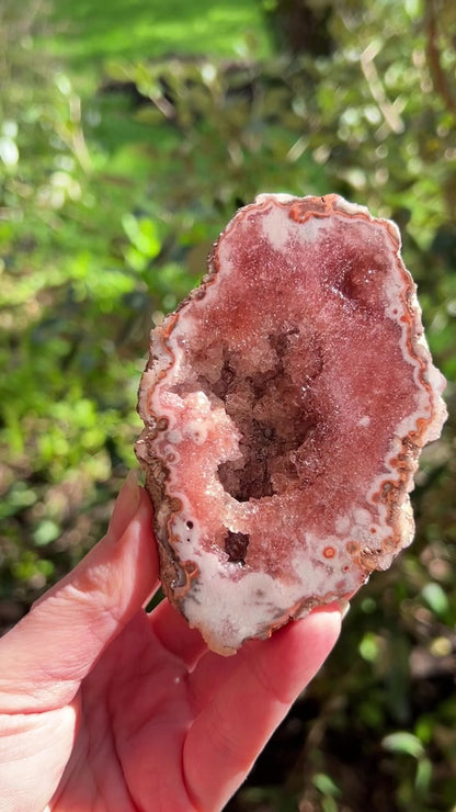 Raspberry Pink Amethyst Geode | Polished Pink Amethyst Crystal Specimen 10