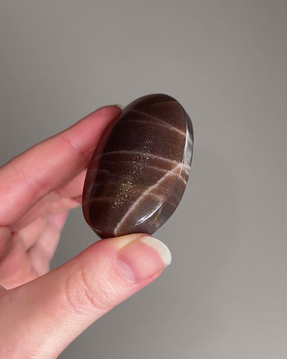 Chocolate Moonstone + Sunstone Palm | Moonstone Crystal Palmstone