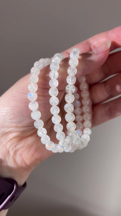 Malagasy Moonstone Bracelet | Rainbow Moonstone Crystal Stretch Bracelet