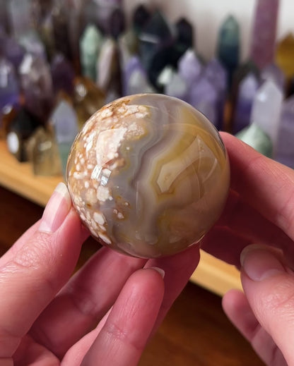 Flower Agate Sphere | Cherry Blossom Agate Crystal Sphere