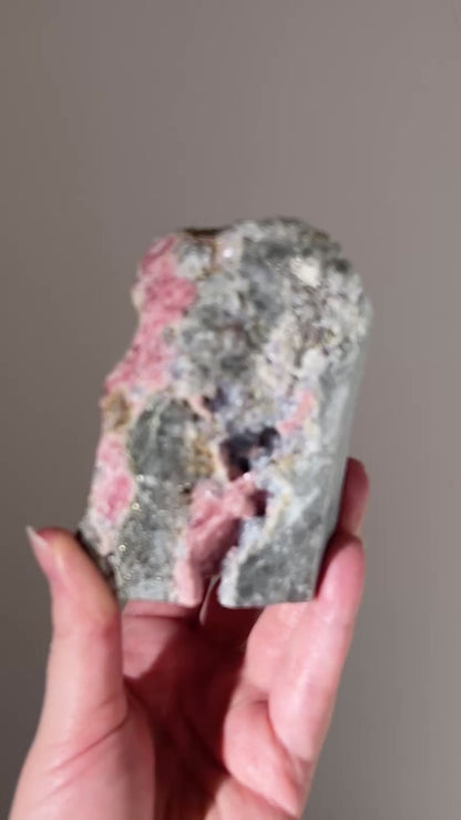 Rhodochrosite + Fluorite + Pyrite Specimen | Rhodochrosite Natural Crystal