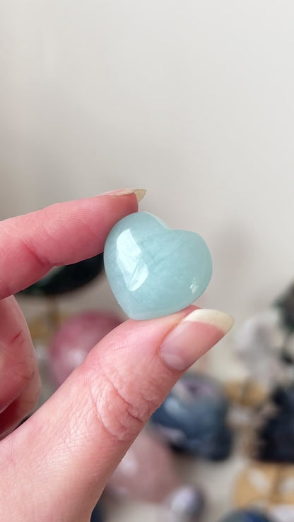 Aquamarine Heart | Blue Aquamarine Crystal Heart