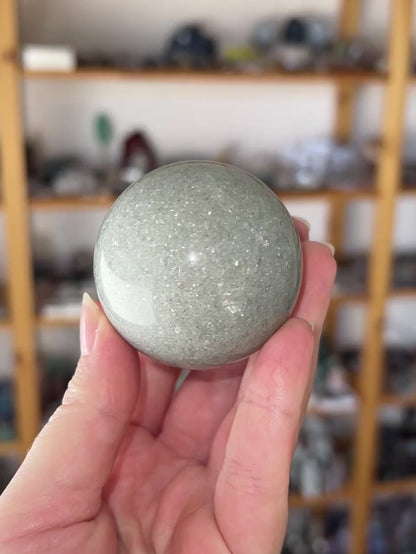Silver Aventurine Sphere | Sage Mica Crystal Sphere