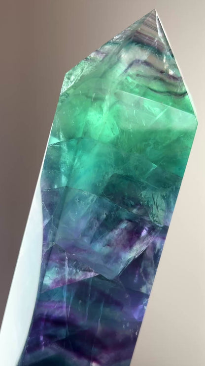 XL Rainbow Fluorite Tower | Fluorite Crystal Point