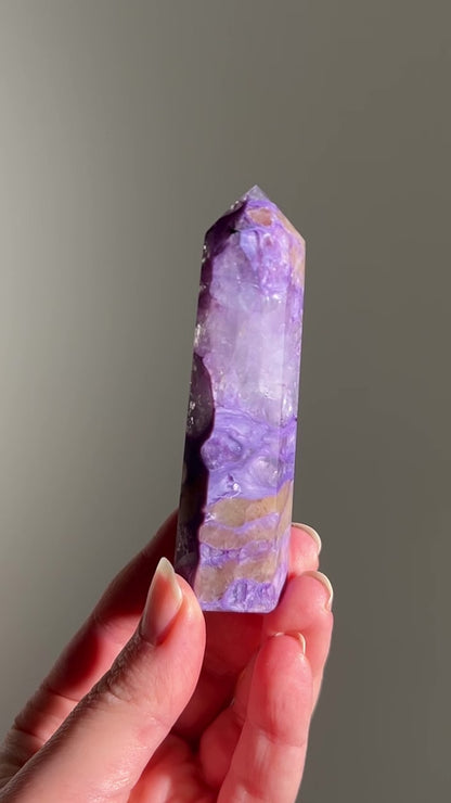 High Grade Charoite Point | Purple Charoite Crystal Tower