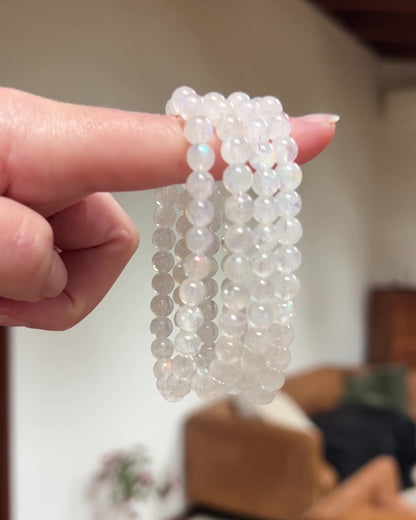 Malagasy Moonstone Bracelet | Rainbow Moonstone Crystal Stretch Bracelet (Copy)