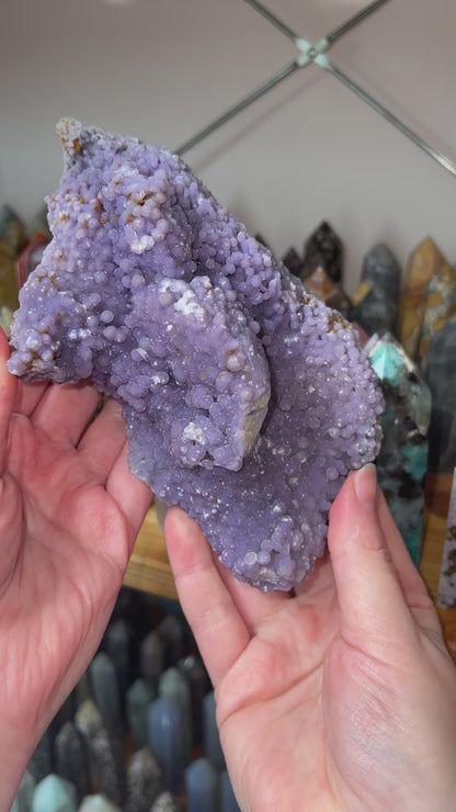 Druzy Grape Agate Crystal | Purple Botryoidal Chalcedony Crystal Specimen