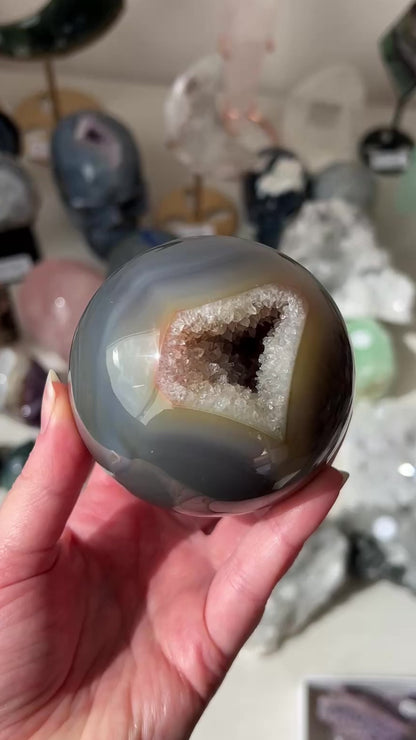 Druzy Agate Geode Sphere | Agate Crystal Sphere
