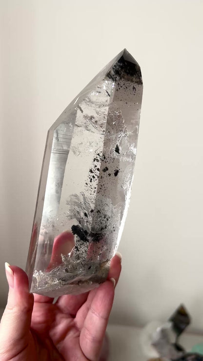 XL Black Phantom Lemurian Quartz Point | Black Lemurian Seed Crystal
