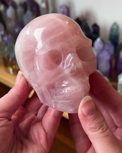 Rose Quartz Crystal Skull | Stone Skull Carving