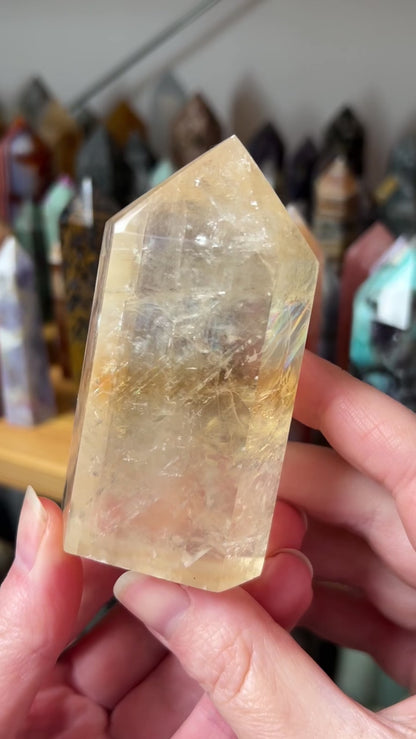 Honey Calcite Tower | Golden Optical Calcite Crystal Point
