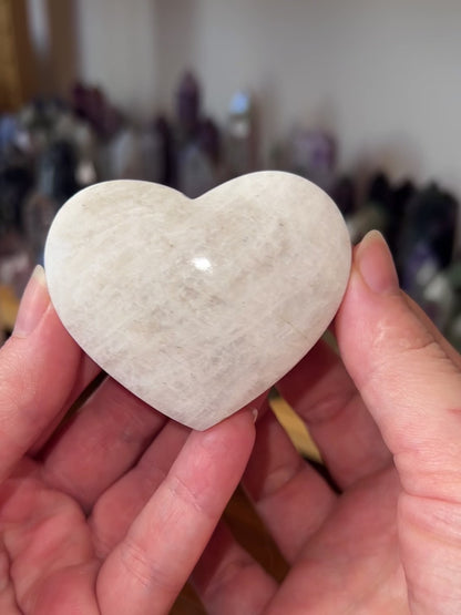 Flashy Moonstone Heart | Crystal Heart Carving