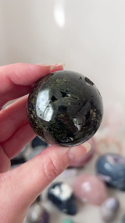 Rare Epidote Sphere | Green Epidote Crystal Sphere