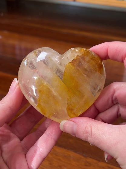 Golden Healer Quartz Heart | Crystal Heart Carving
