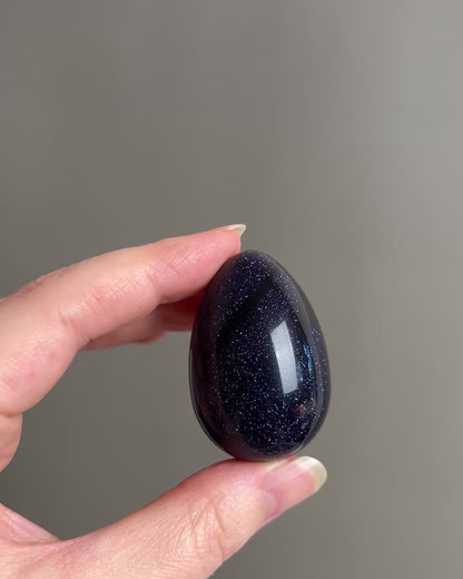 Glittery Blue Goldstone Egg | Goldstone Crystal Egg