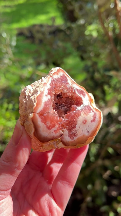 Raspberry Pink Amethyst Geode | Polished Pink Amethyst Crystal Specimen 1