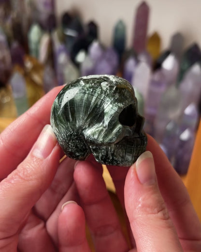 Seraphinite Crystal Skull | Rare Skull Carving
