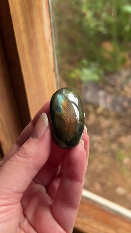 Flashy Labradorite Pocket Stone | Tumbled Crystal Palm