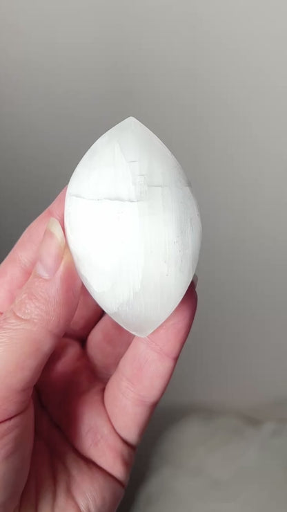 Flashy Satin Spar Palm | Selenite Palmstone