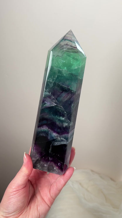 XL Rainbow Fluorite Tower | Fluorite Crystal Point