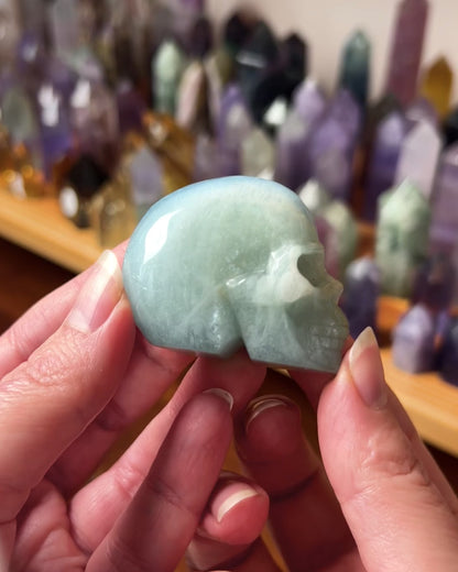 Rare Aquamarine Skull | Blue Aquamarine Crystal Skull