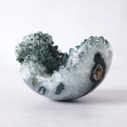 Green Chlorite Quartz + Agate Cluster Sphere