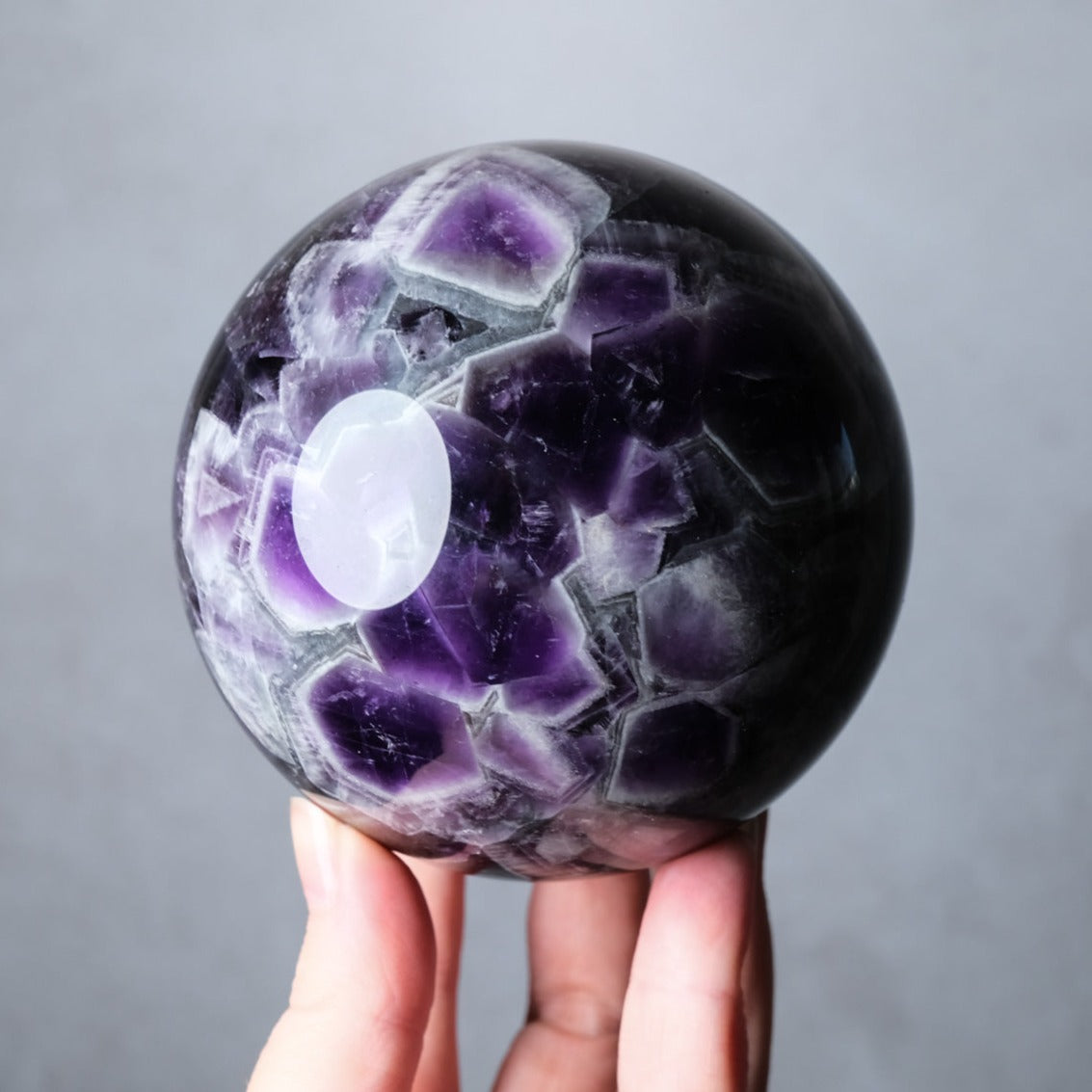 XL Dream Amethyst Sphere | Chevron Amethyst Crystal Sphere