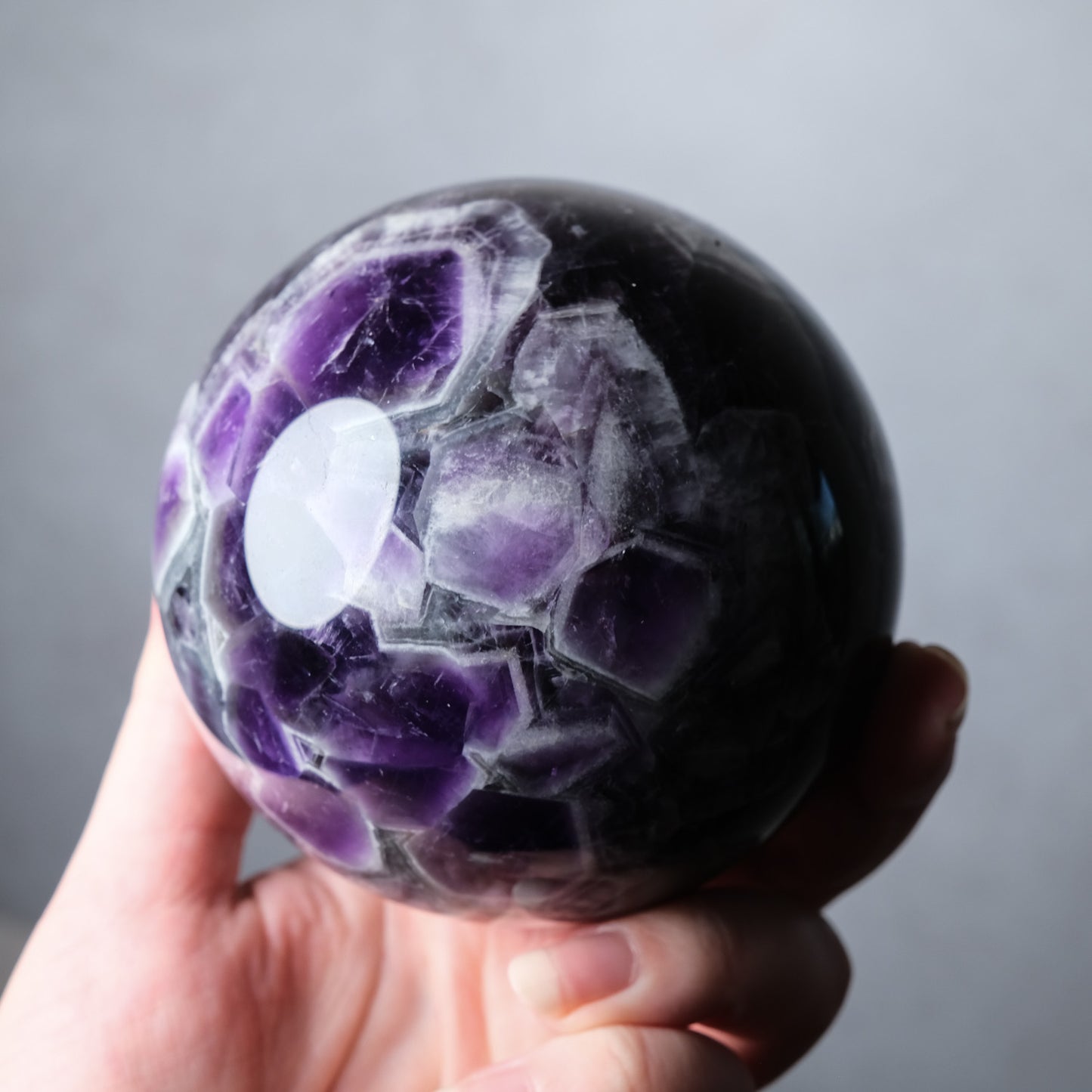 XL Dream Amethyst Sphere | Chevron Amethyst Crystal Sphere