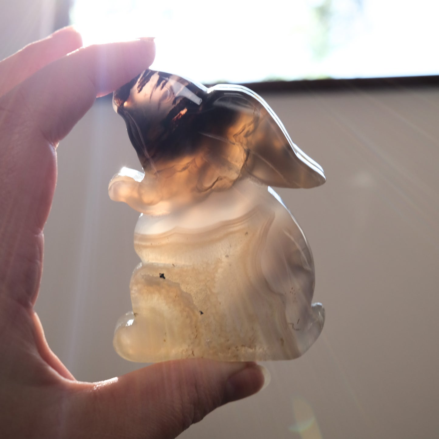 Agate Rabbit Carving | Druzy Agate