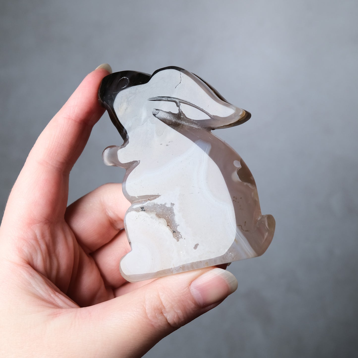 Agate Rabbit Carving | Druzy Agate