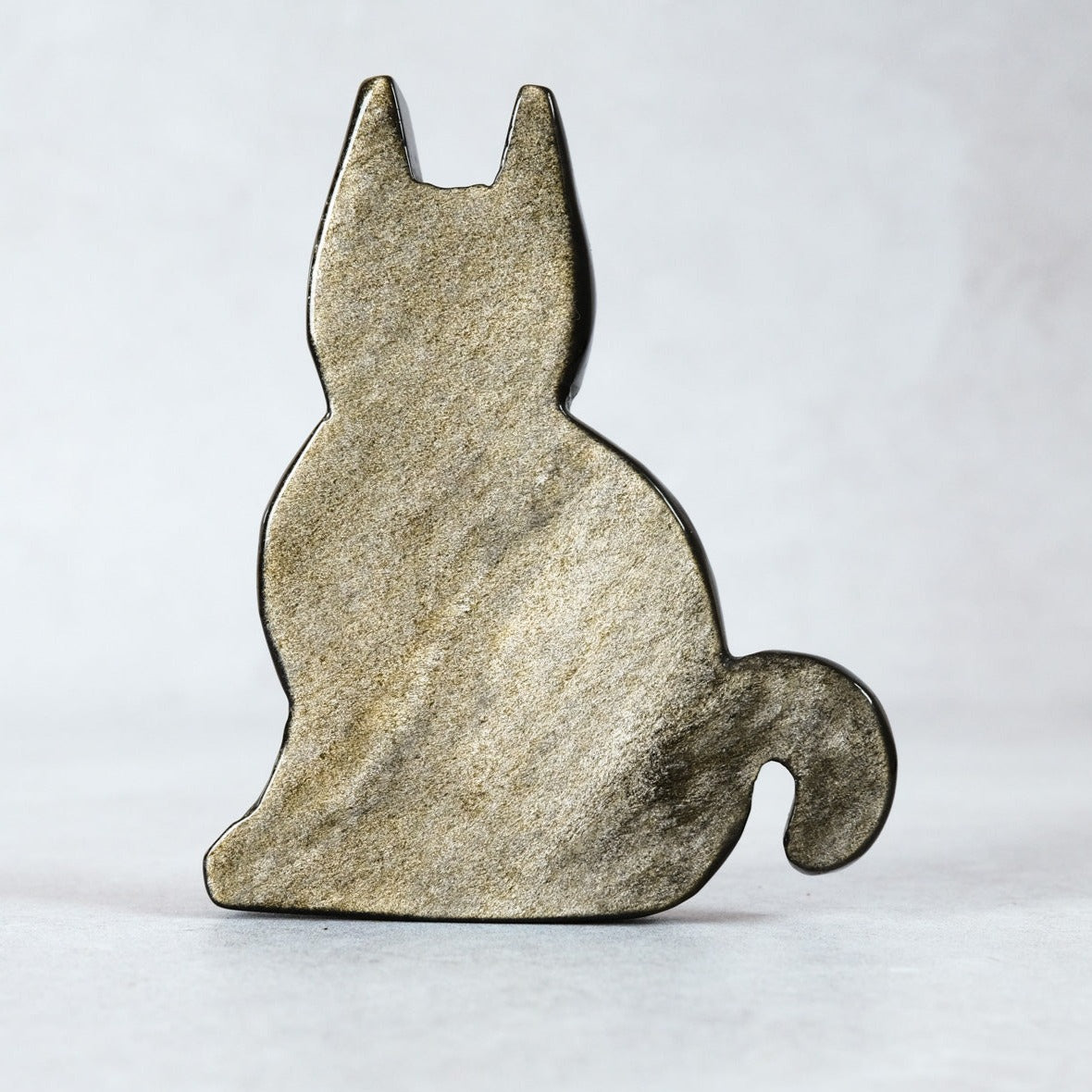 Gold Sheen Obsidian Cat Carving | Crystal Cat Figure