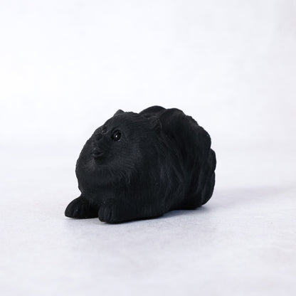 Black Obsidian Pomeranian Carving