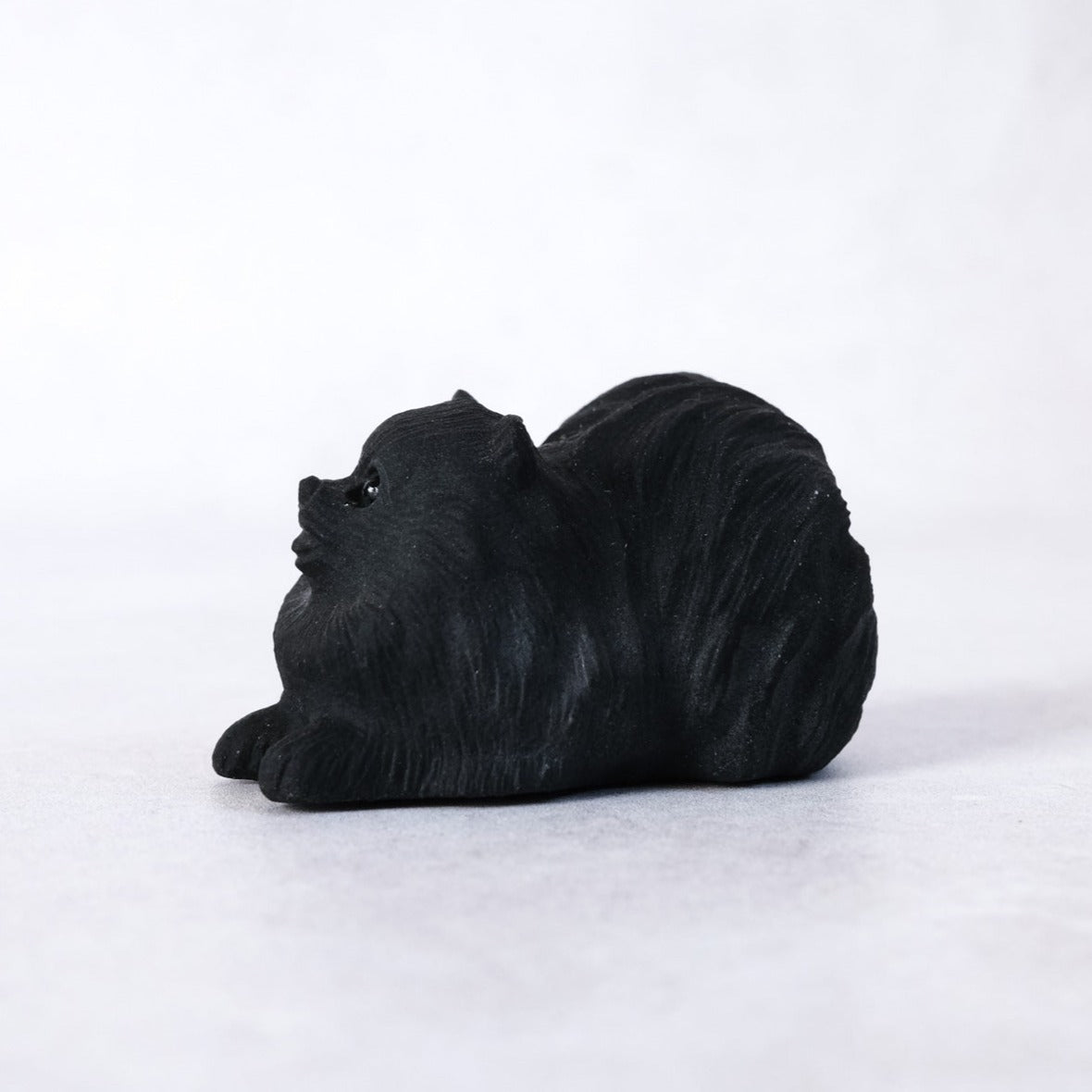 Black Obsidian Pomeranian Carving