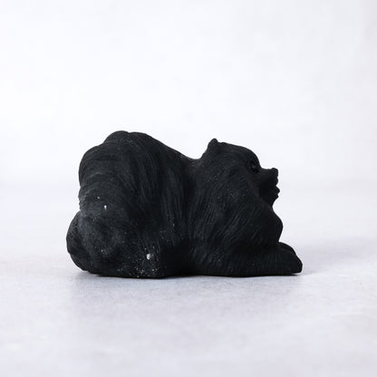 Black Obsidian Pomeranian Carving