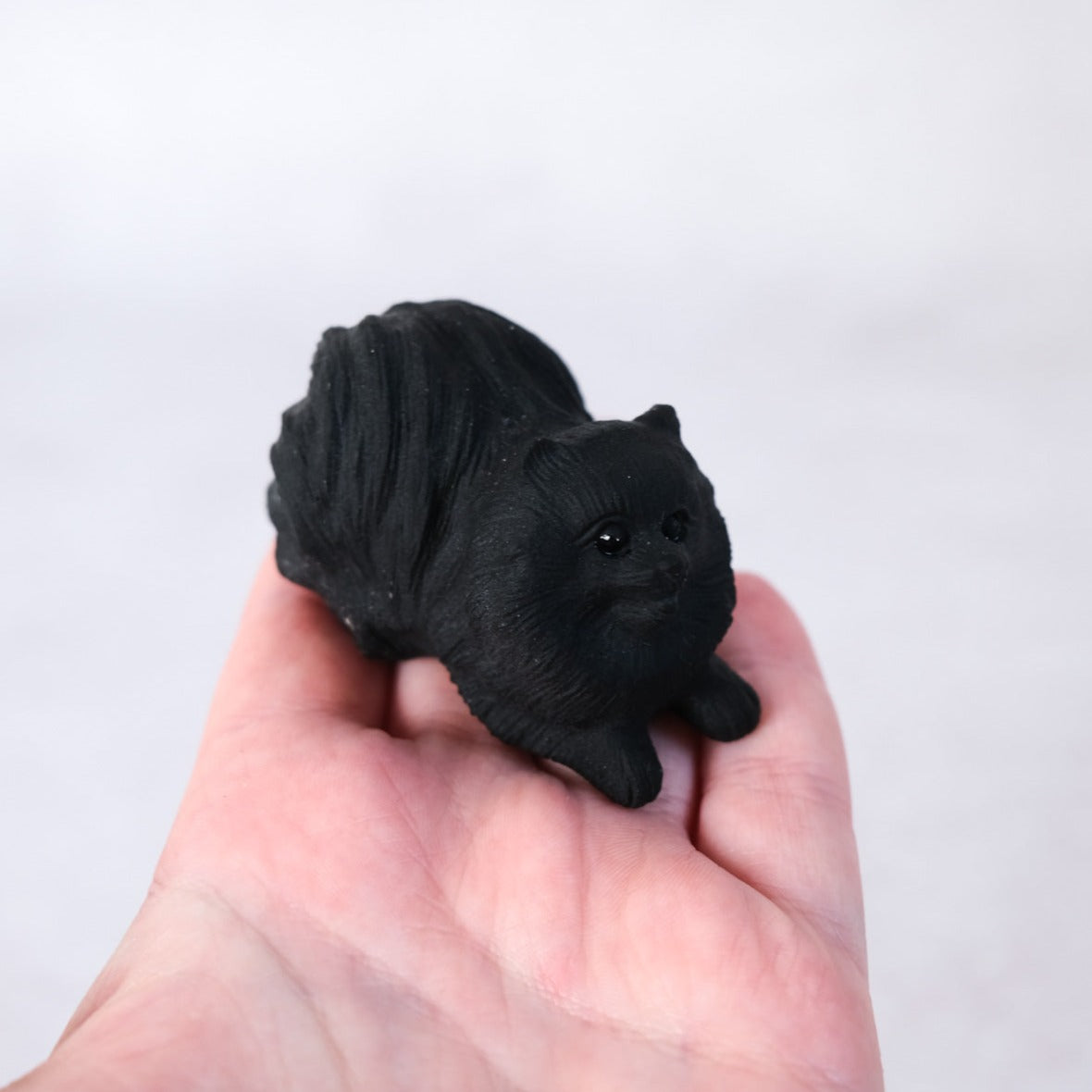 Black Obsidian Pomeranian Carving