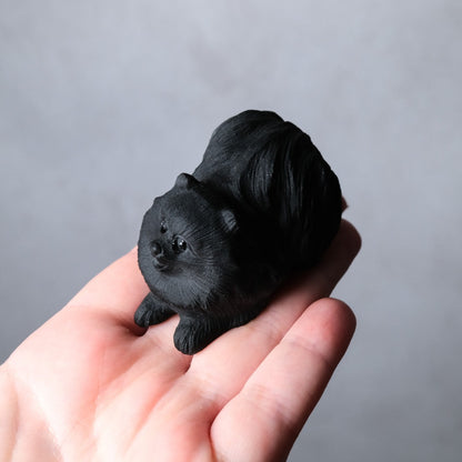 Black Obsidian Pomeranian Carving