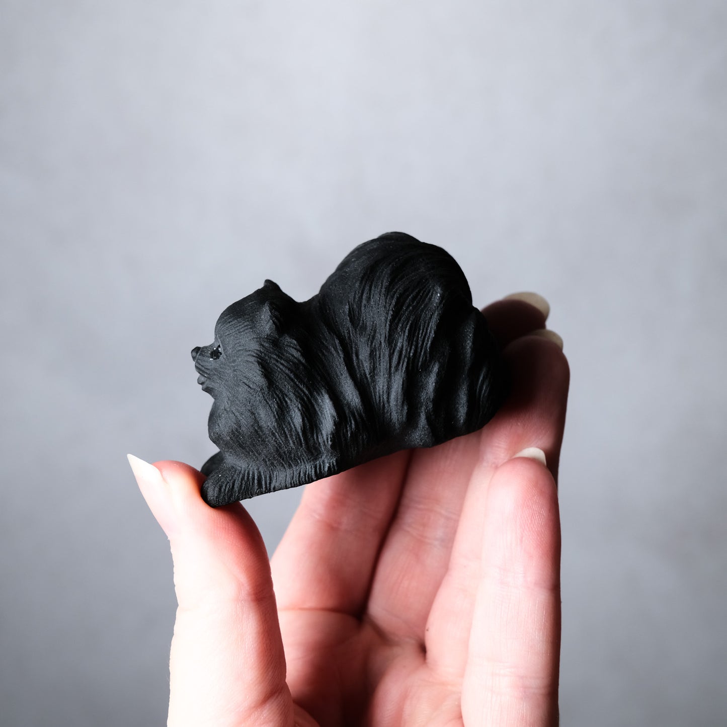 Black Obsidian Pomeranian Carving