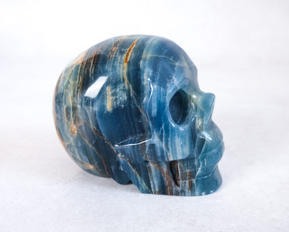 Lemurian Aquatine Calcite Crystal Skull