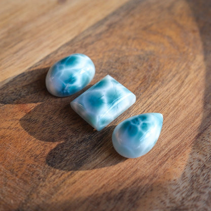 Amazing Quality Larimar Cabochons | Turtleback Larimar Crystal