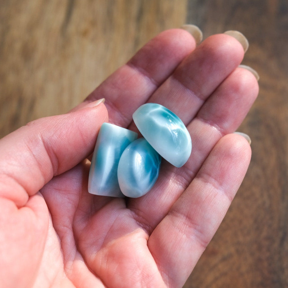 Amazing Quality Larimar Cabochons | Turtleback Larimar Crystal