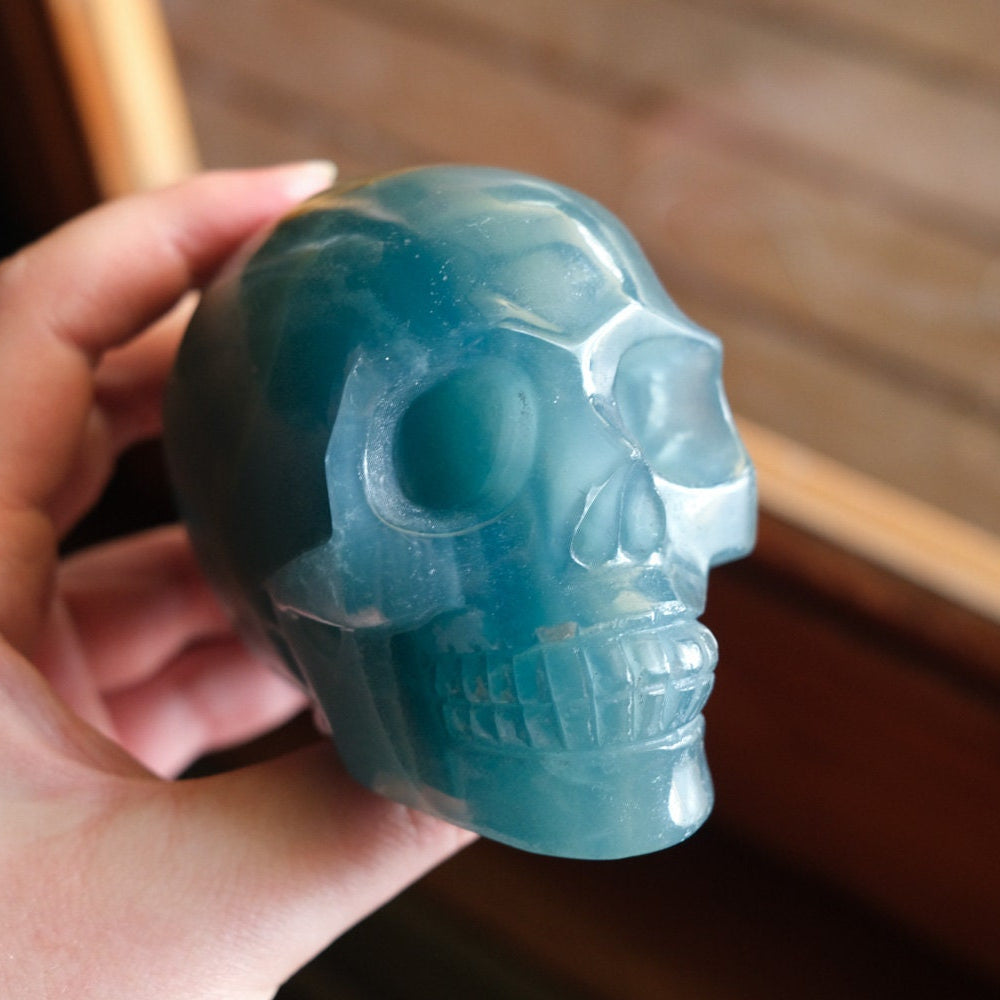 Lemurian Aquatine Calcite Crystal Skull
