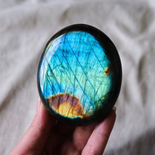 Labradorite Flashy Palm Stone | Jumbo Labradorite Crystal Palm